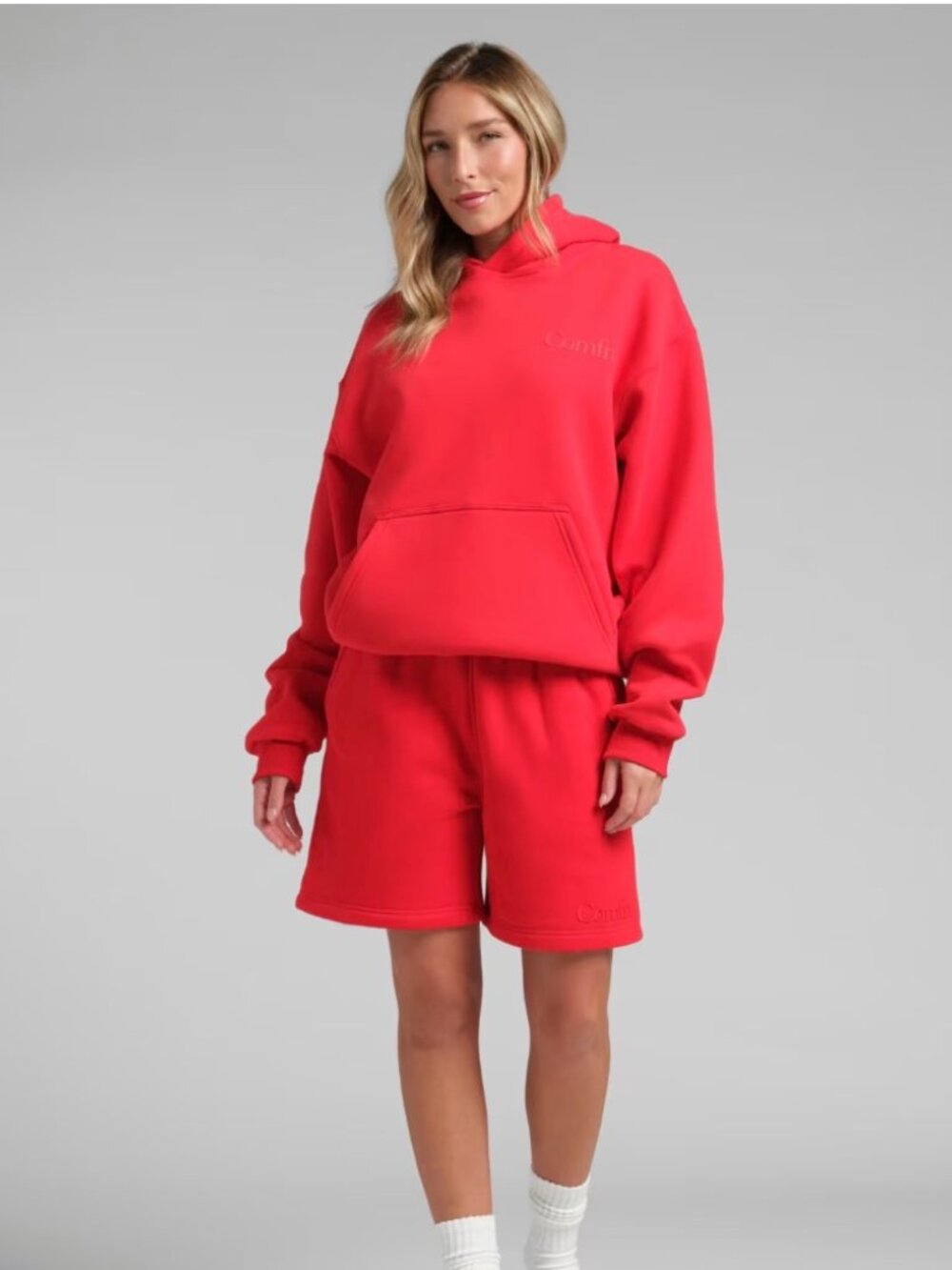 Comfrt - Minimalist Hoodie – Mega Small Crimson - Small